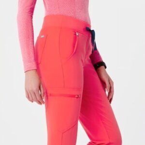 Fiery Coral Zamora™ - Petite Jogger Scrub Pants XS